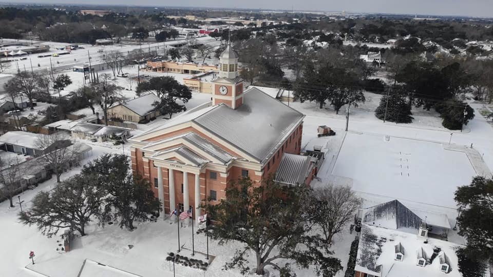 Katy City Hall during the February 2021 winter storm.